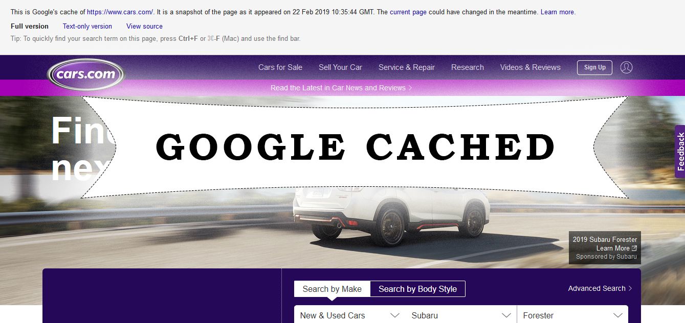 google cached pages