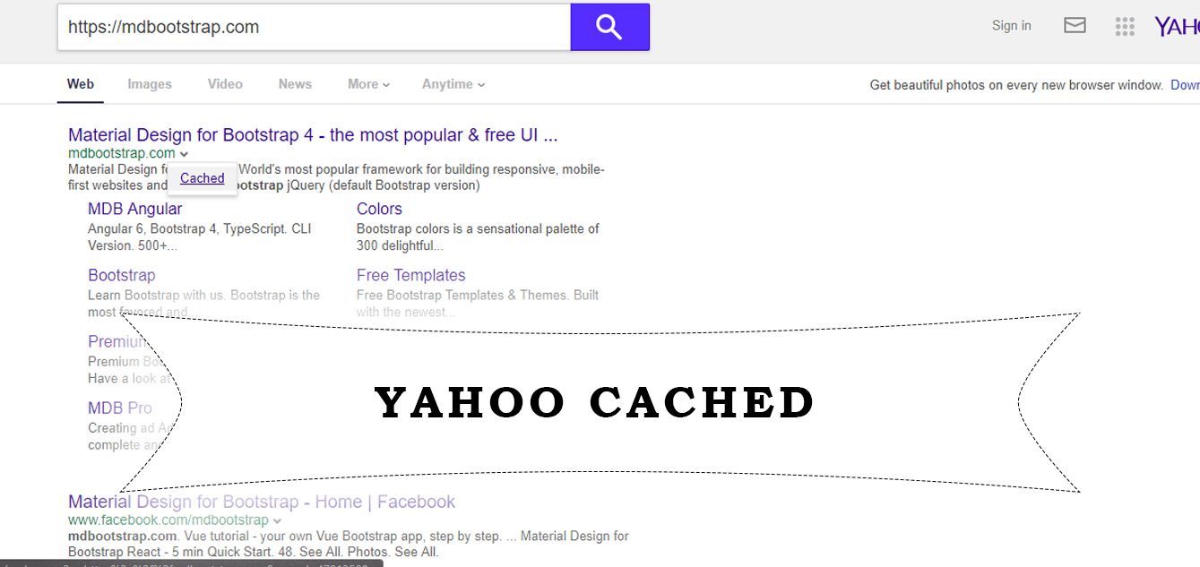 yahoo cached pages