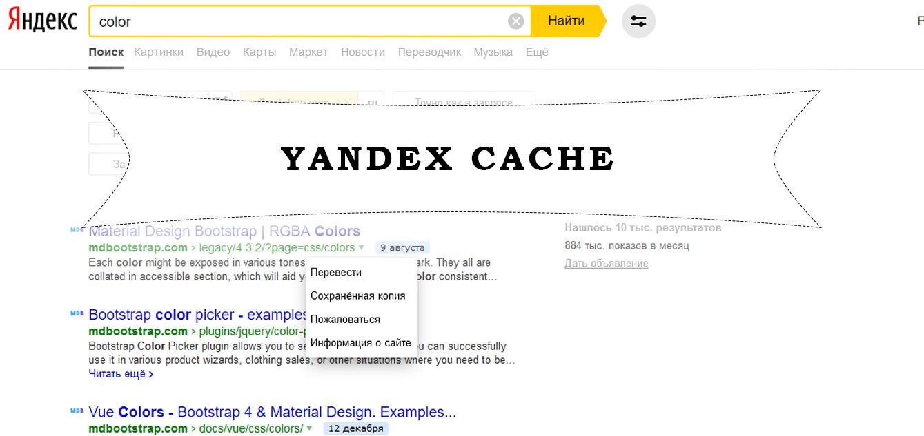 yandex cached pages